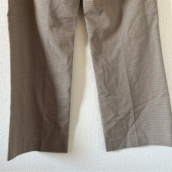Michael Kors Grammercy Fit Slacks 8P Beige Glen Houndstooth Wide Straight Leg - Picture 4 of 11